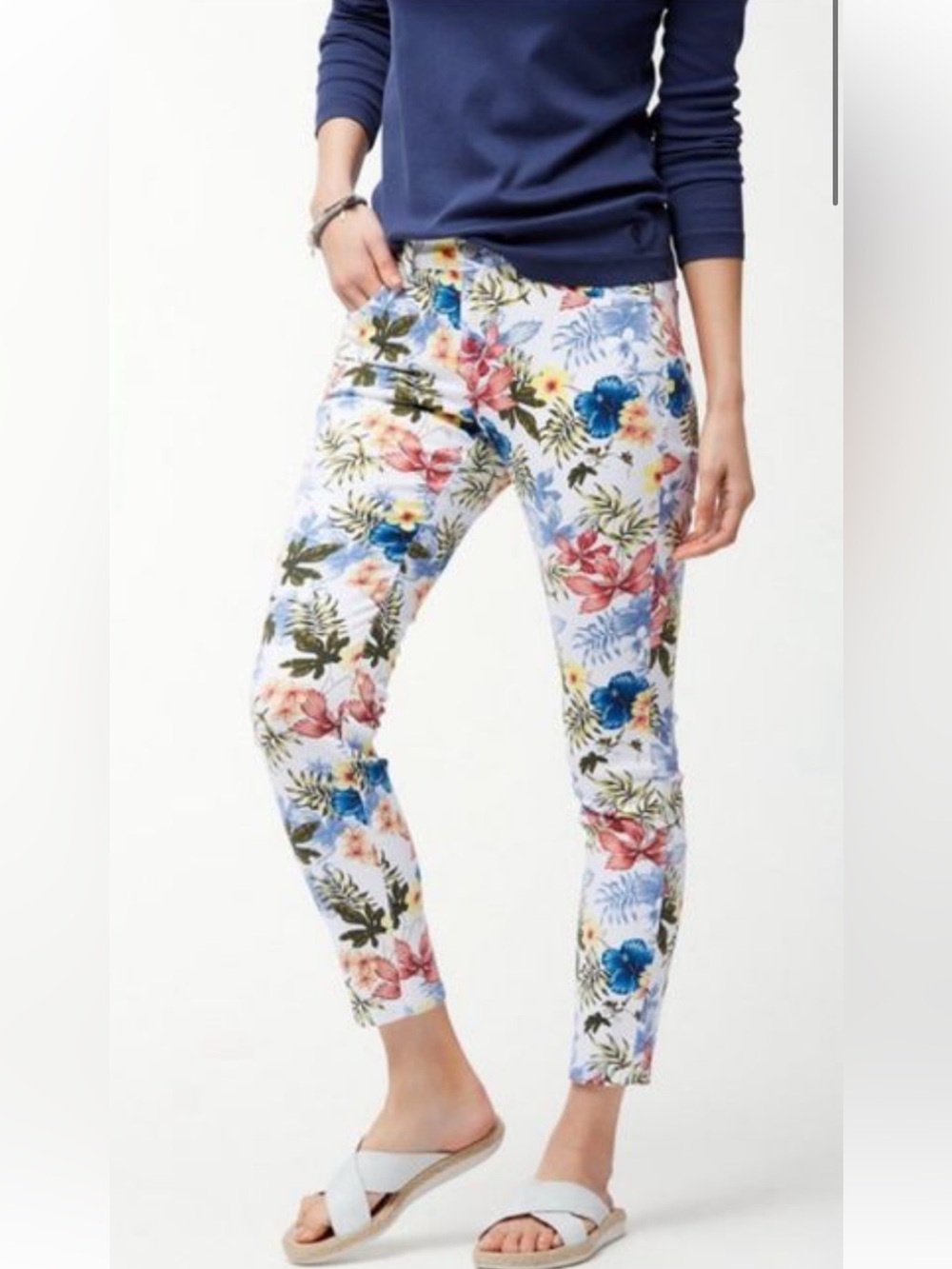 Tommy Bahamas Eros Botanical Floral Flower Ankle Skinny Beach Summer Jean Size 6